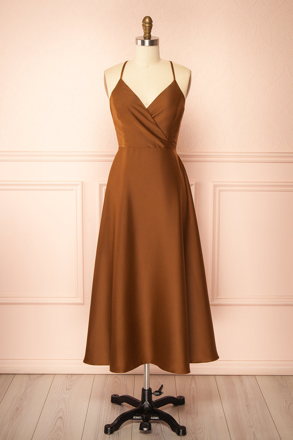 Caryanne Brown Tie-Back Satin Dress | Boutique 1861