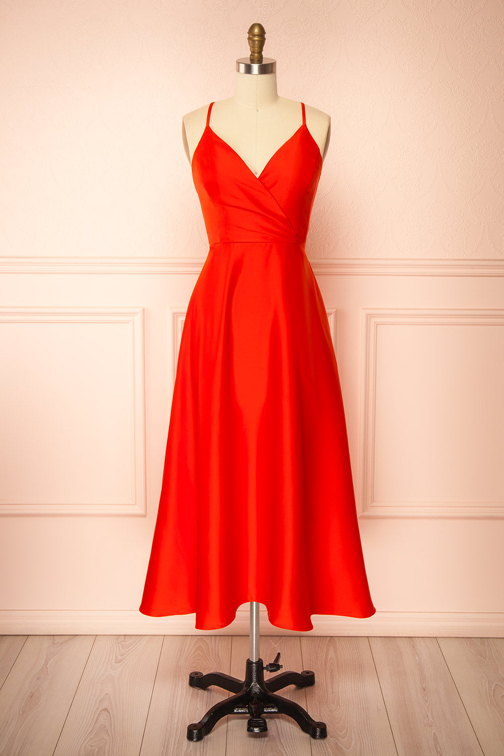 Caryanne Red Tie-Back Satin Dress | Boutique 1861