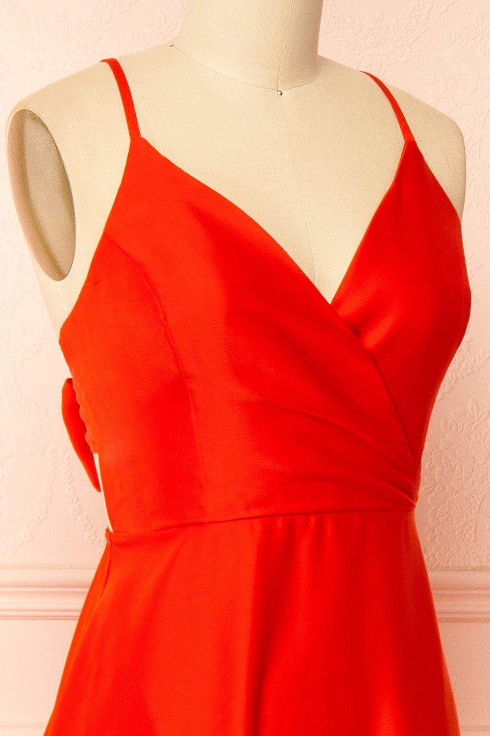 Caryanne Red Tie-Back Satin Dress | Boutique 1861 side