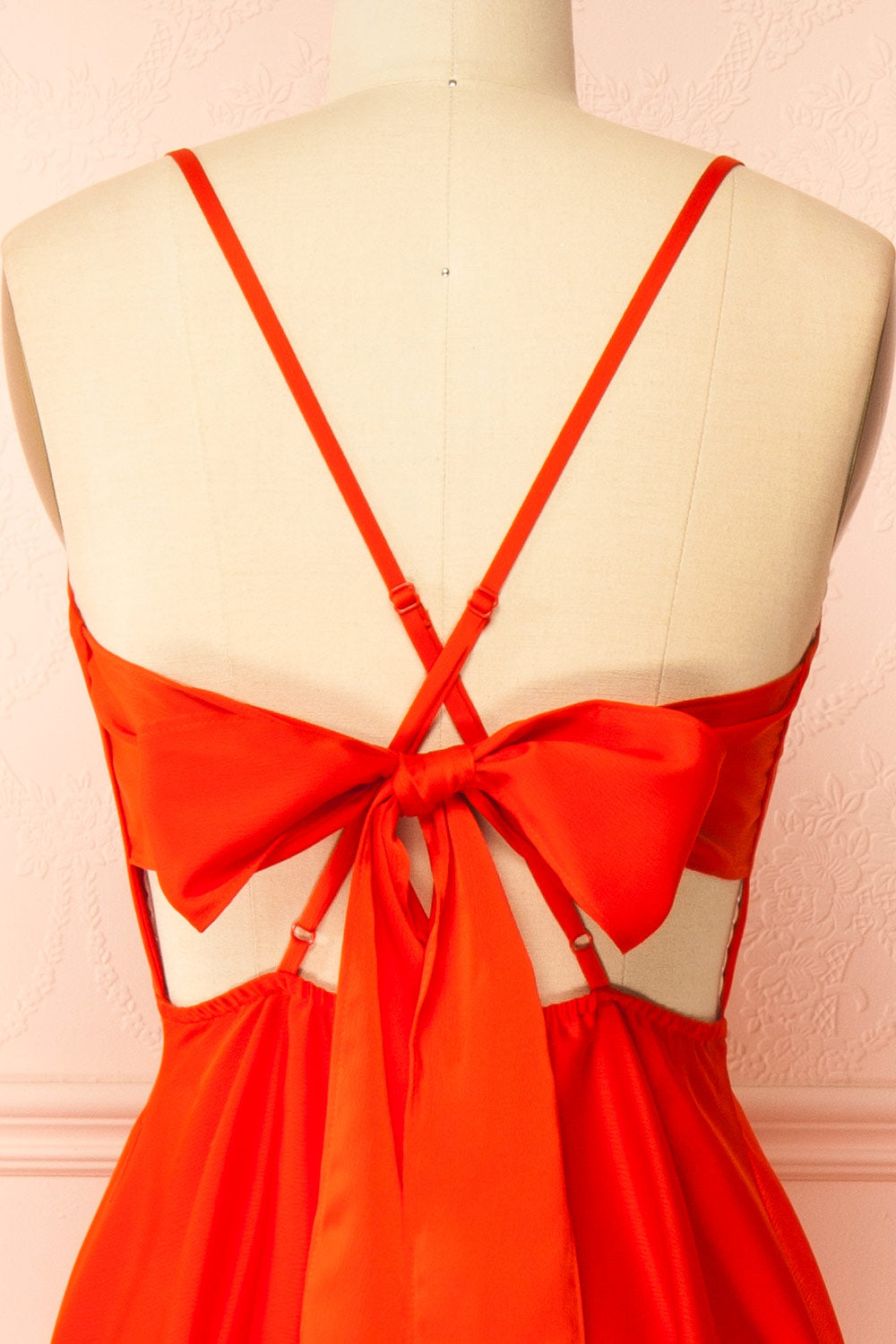 Caryanne Red Tie-Back Satin Dress | Boutique 1861 back