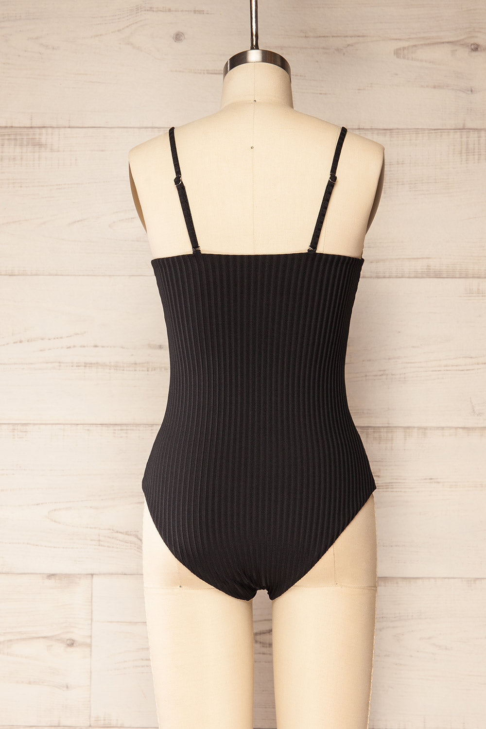 Casablanca Black Ribbed One-Piece Swimsuit | La petite garçonne back view