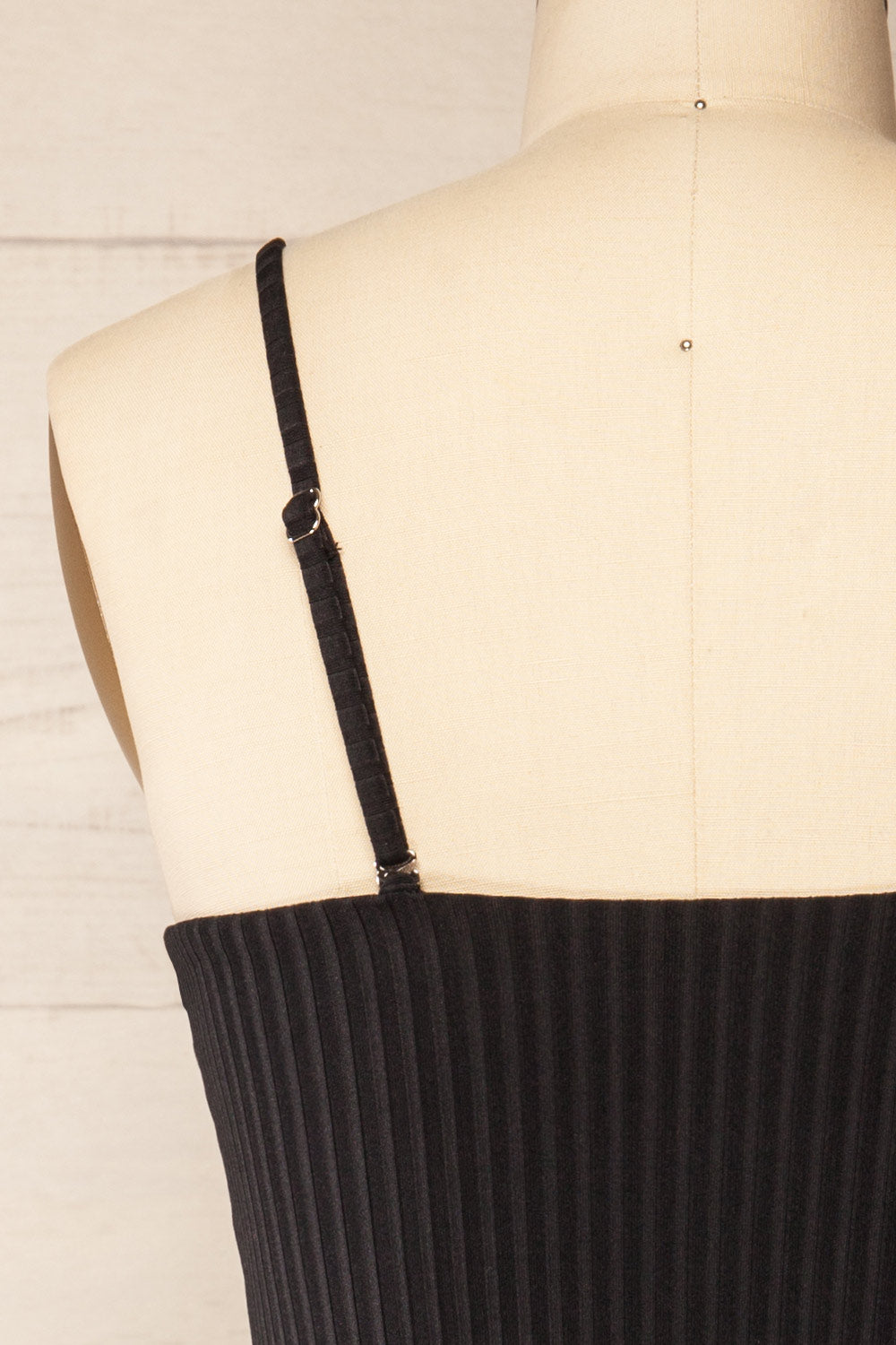 Casablanca Black Ribbed One-Piece Swimsuit | La petite garçonne back close-up