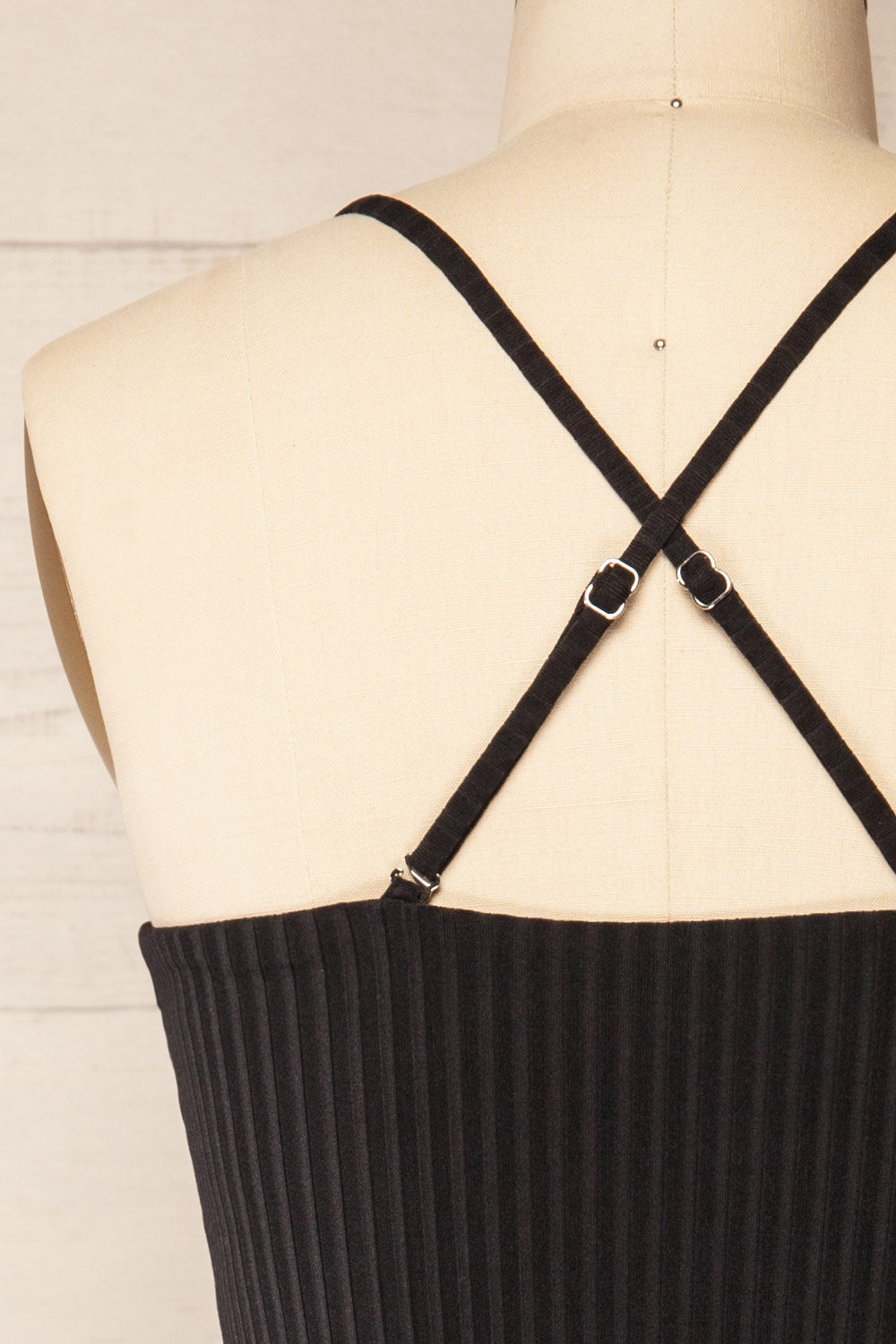 Casablanca Black Ribbed One-Piece Swimsuit | La petite garçonne cross straps