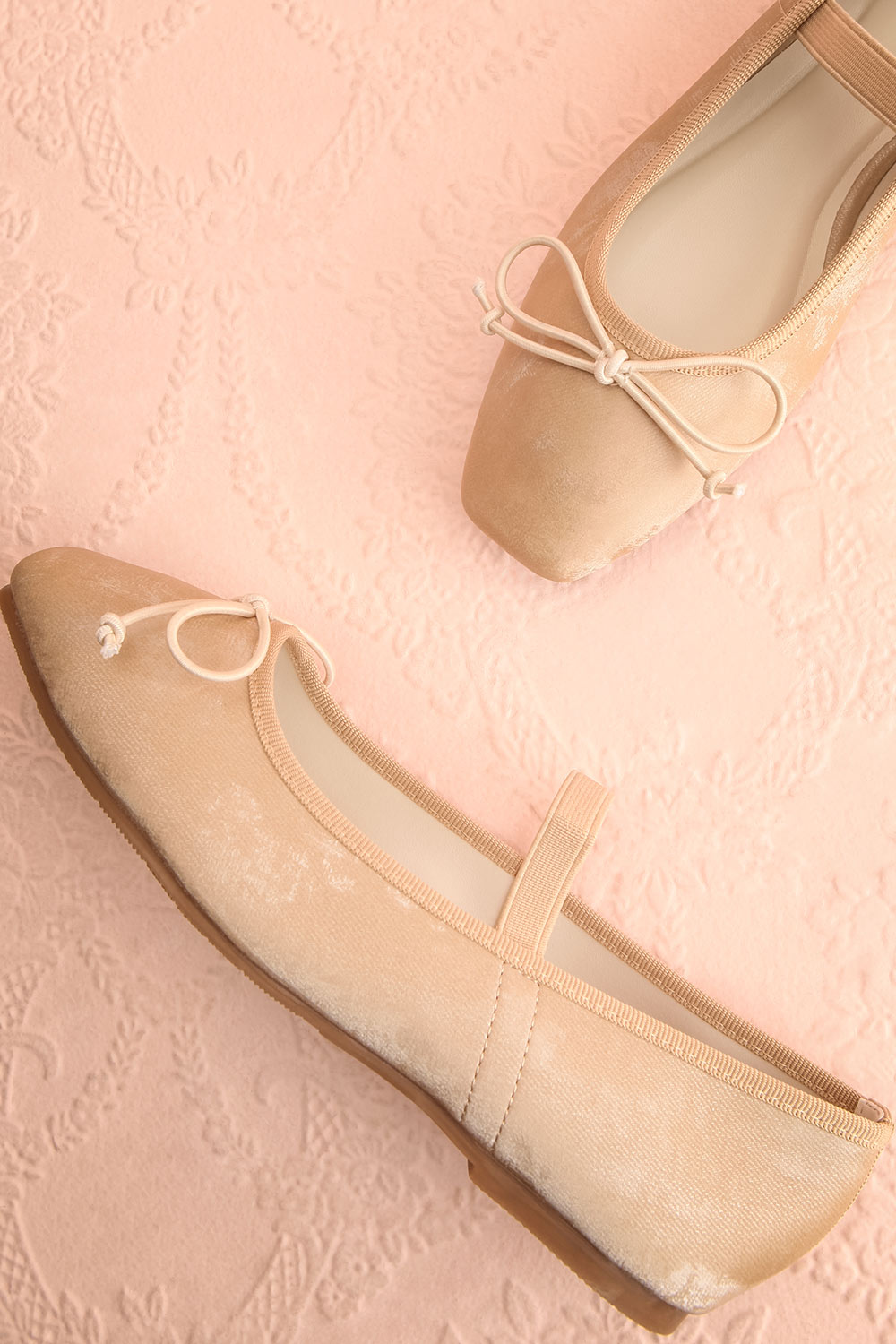 Cascadura Beige Velvet Ballet Flats | Boutique 1861 flat view