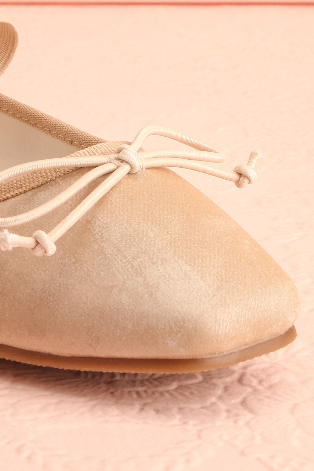 Cascadura Beige Velvet Ballet Flats | Boutique 1861 front close-up