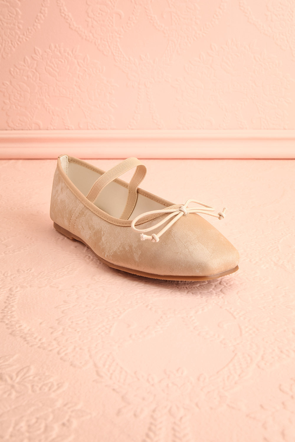 Cascadura Beige Velvet Ballet Flats | Boutique 1861 front view