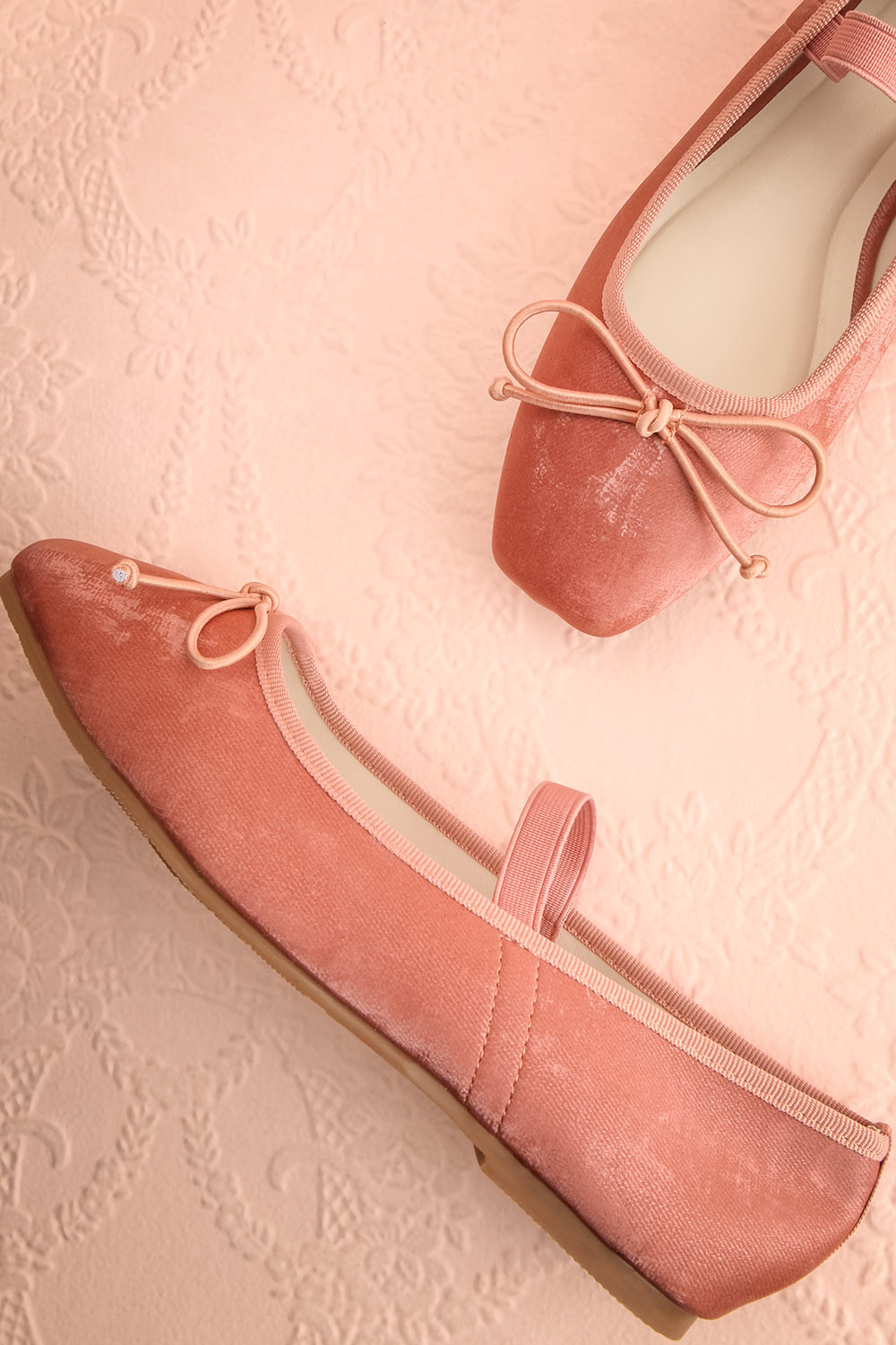 Cascadura Rose Velvet Ballet Flats | Boutique 1861 flat view