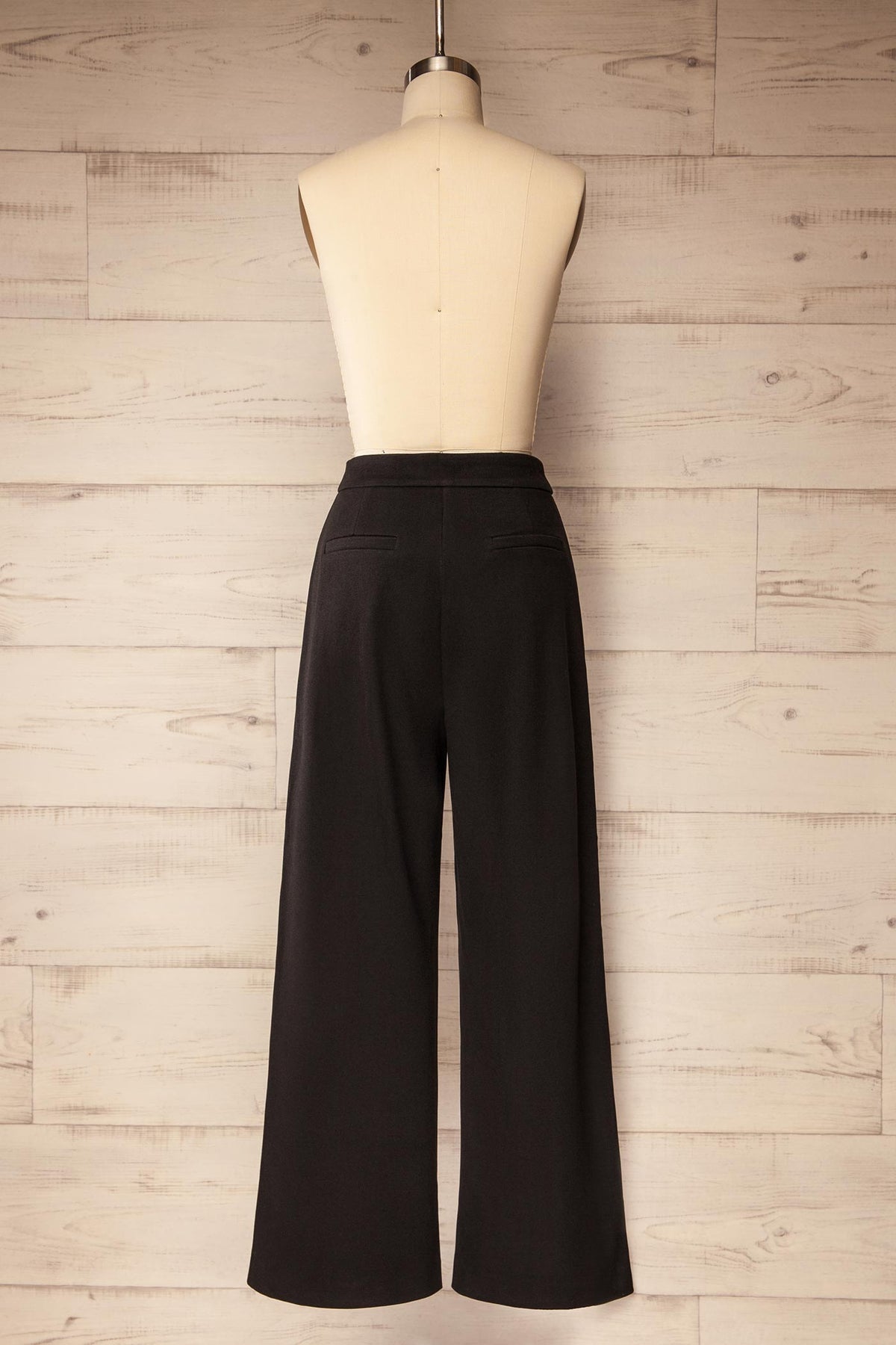 back view of Cascapedia Black Wide-Leg Full-Length Pants with Pockets at La petite garçonne
