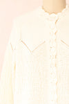 Casiraghi Beige Knit Cardigan w/ Scalloped Front | Boutique 1861 front close-up