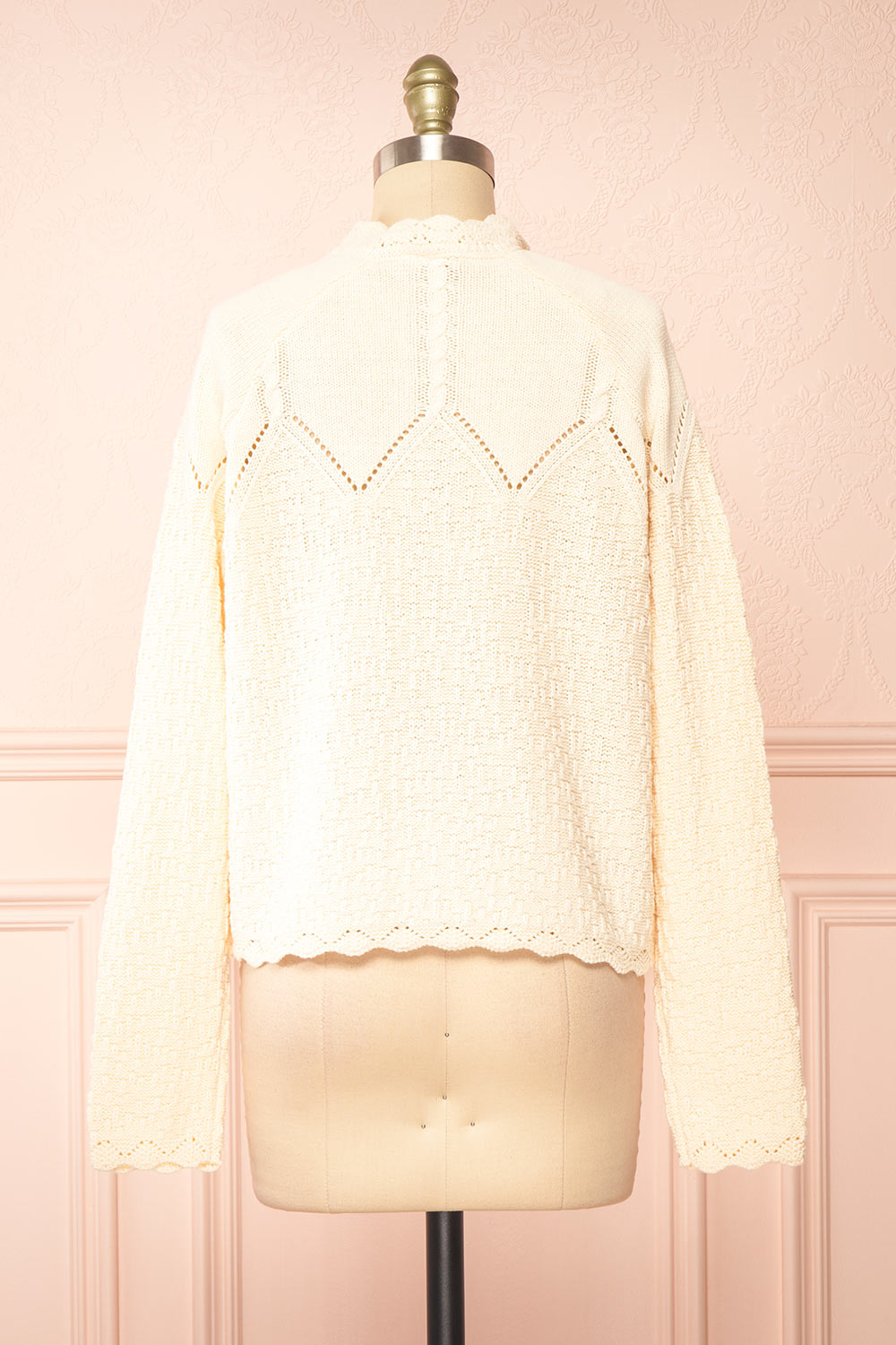 Casiraghi Beige Knit Cardigan w/ Scalloped Front | Boutique 1861 back view