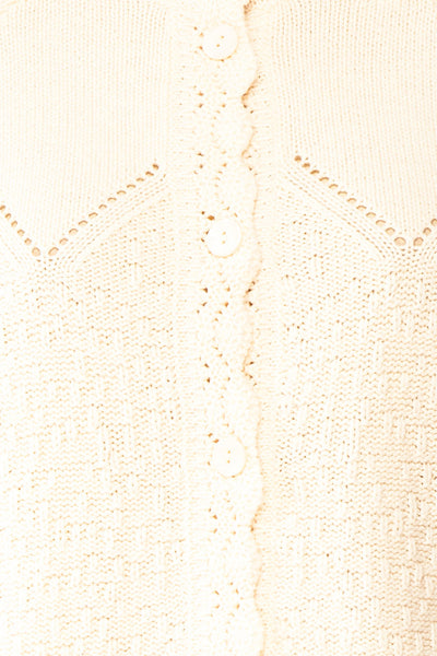 Casiraghi Beige Knit Cardigan w/ Scalloped Front | Boutique 1861 fabric