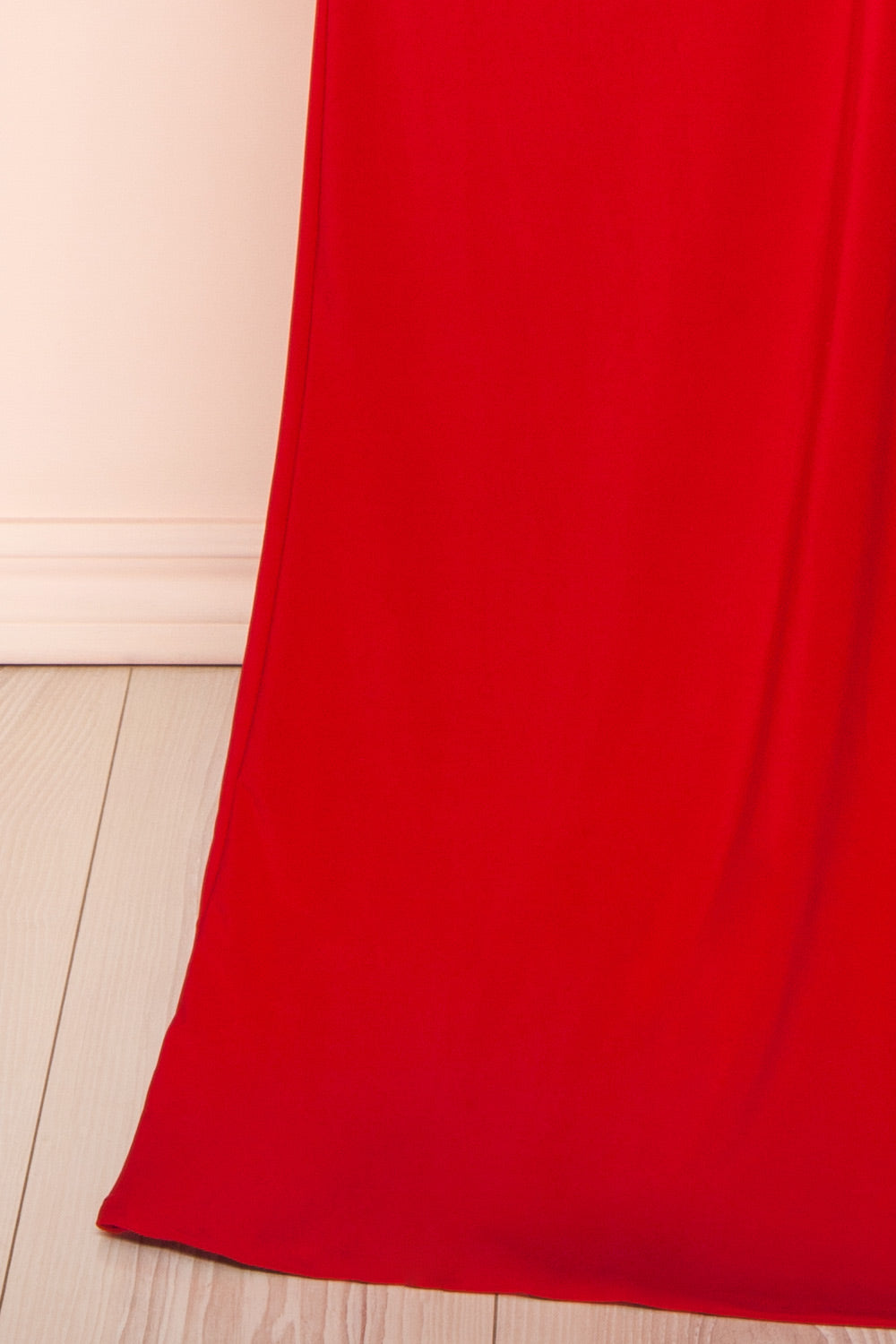 Cassidy Red Plunging Neckline Mermaid Maxi Dress | Boutique 1861 bottom close-up