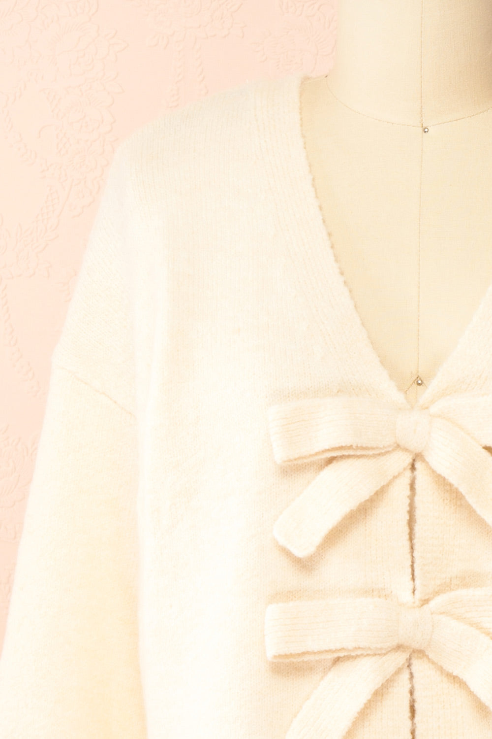 Cassiopee Beige Cardigan with Bows | Boutique 1861 front