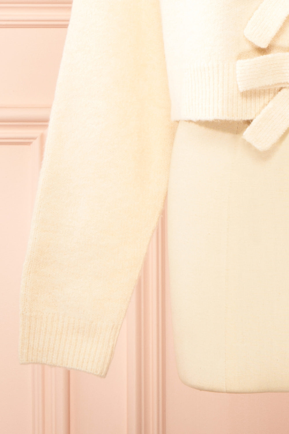 Cassiopee Beige Cardigan with Bows | Boutique 1861 sleeve