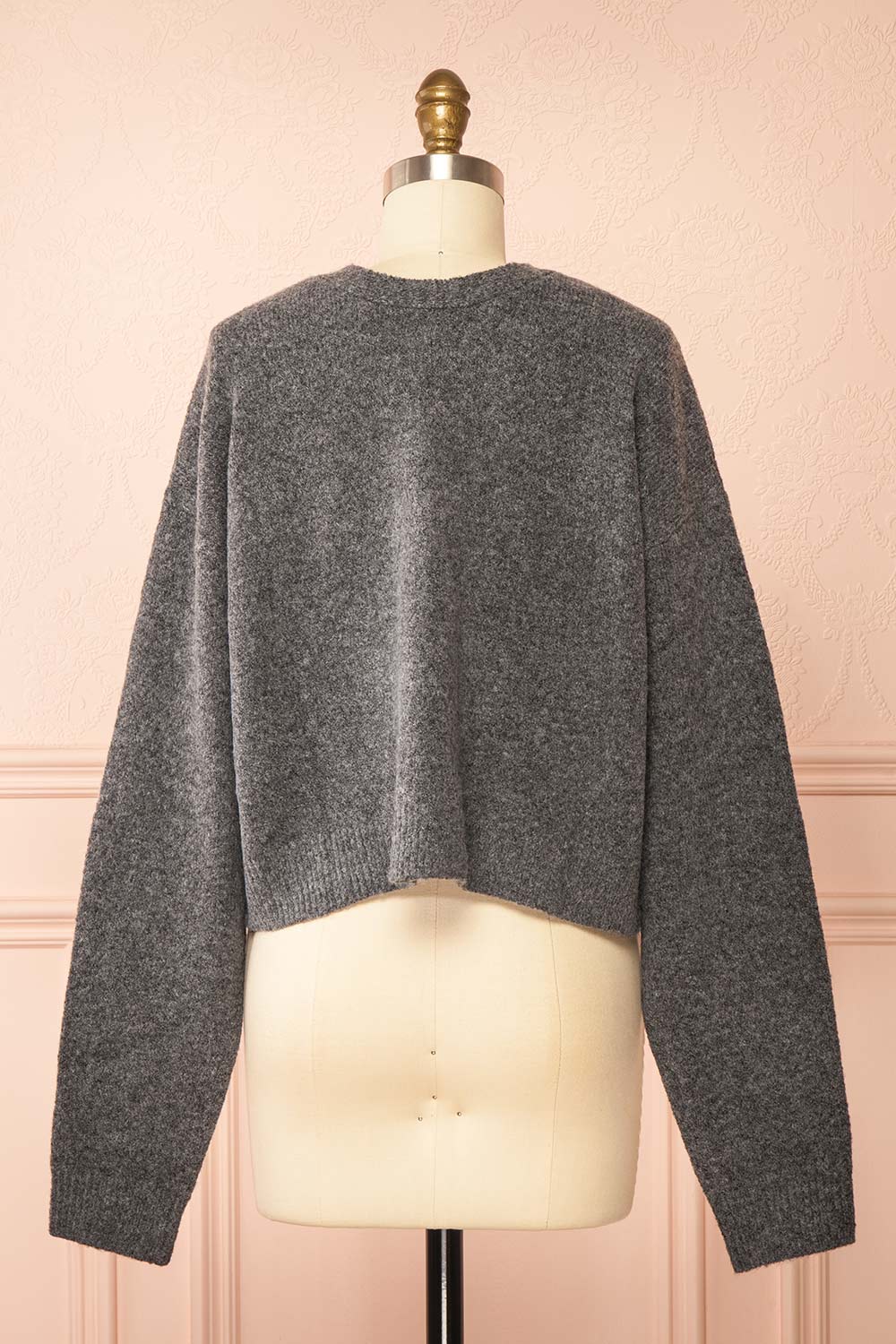 Cassiopee Grey Cardigan with Bows | Boutique 1861 back view