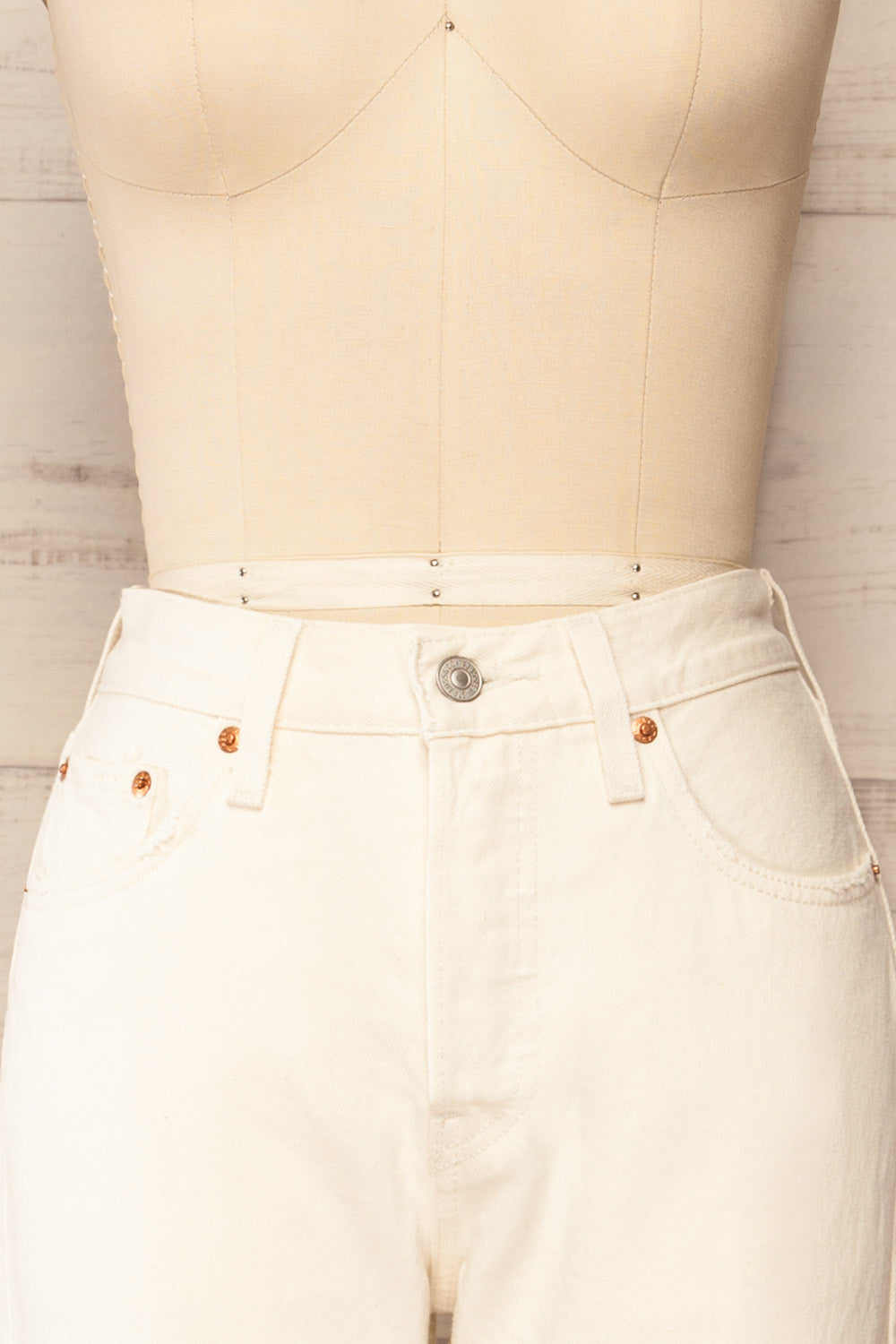 Cassius Ivory High-Waisted Straight Leg Jeans | La petite garçonne front