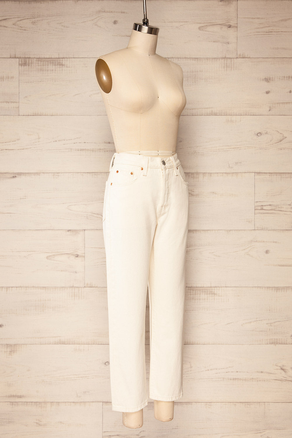 Cassius Ivory High-Waisted Straight Leg Jeans | La petite garçonne side view