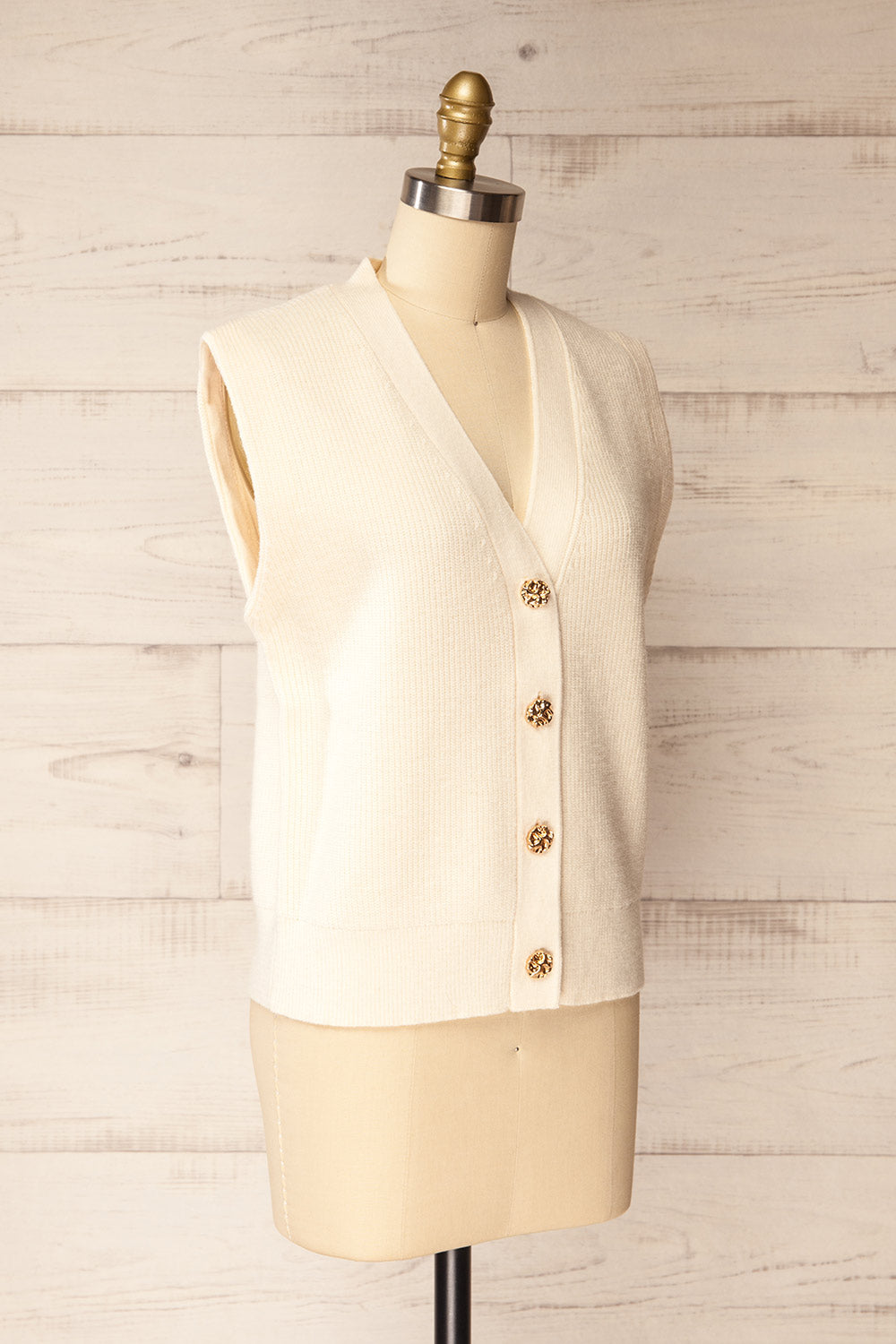 Castelo Ivory Sleeveless Knit Vest | La petite garçonne side view