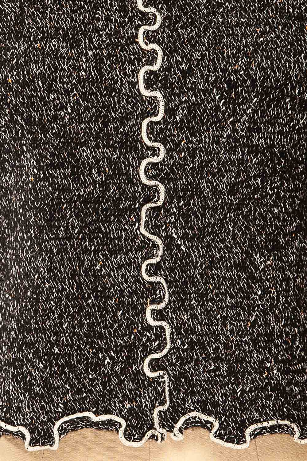 Castries Black & White Long Sleeve Top w/ Frills | La petite garçonne fabric