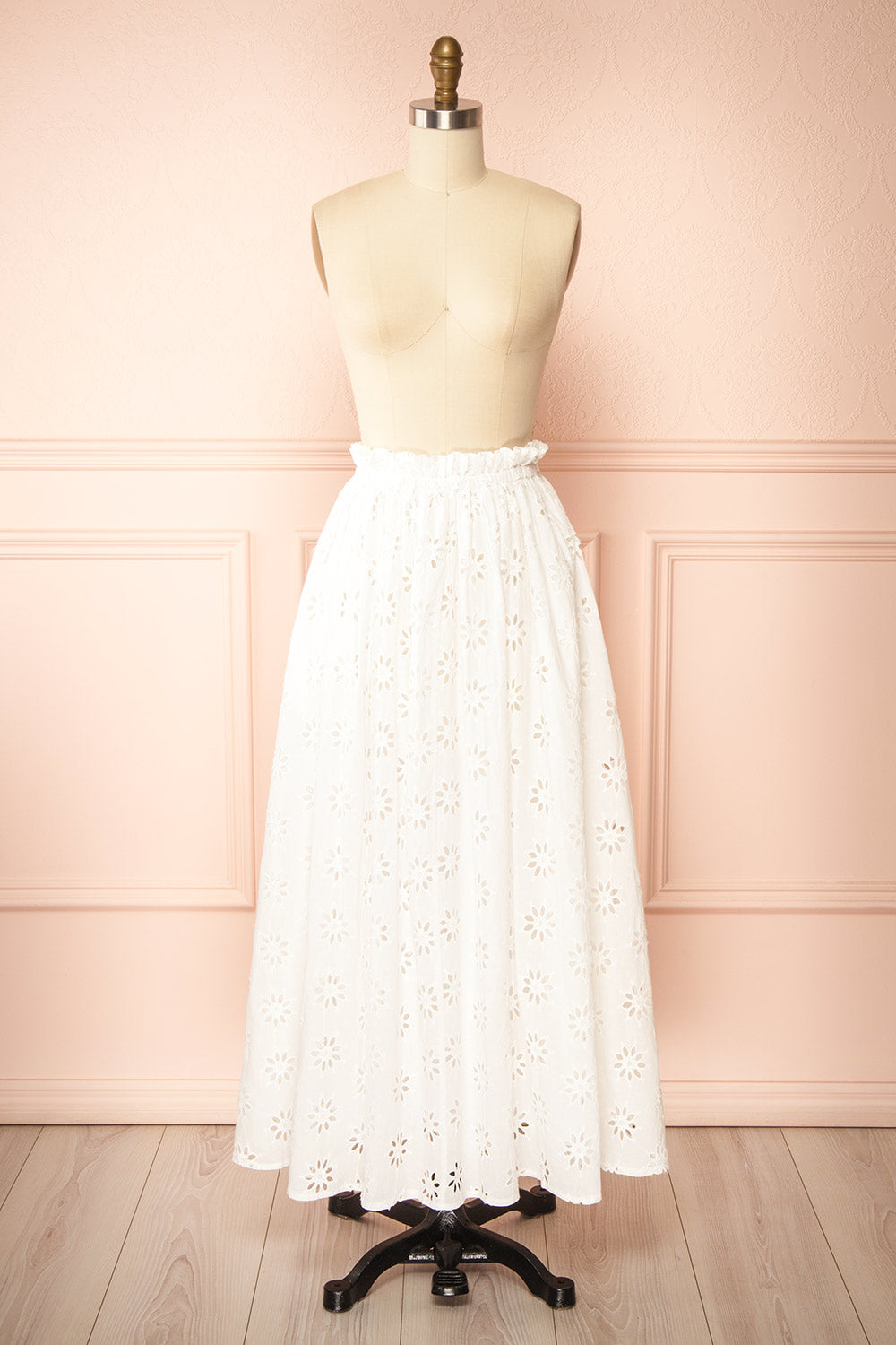 Cathia Long White Openwork Skirt | Boutique 1861 front view