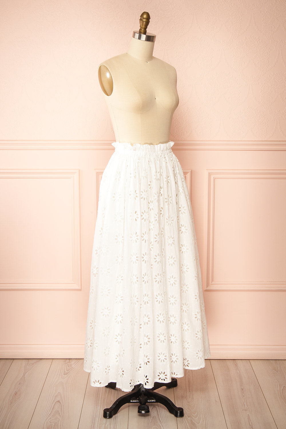 Cathia Long White Openwork Skirt | Boutique 1861 side view