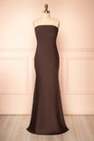 Cathleen Brown | Fitted Strapless Satin Maxi Dress