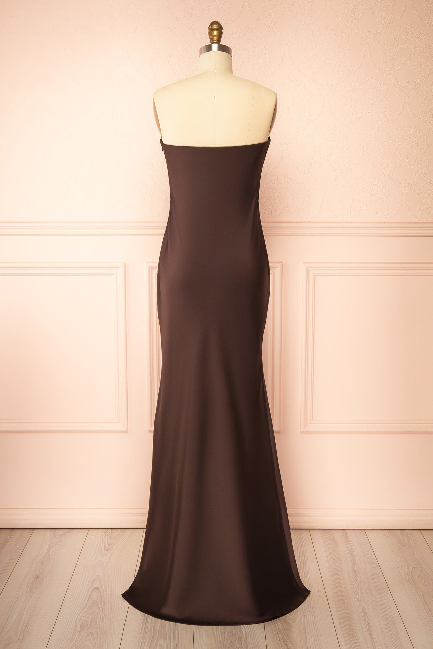 Cathleen Brown | Fitted Strapless Satin Maxi Dress