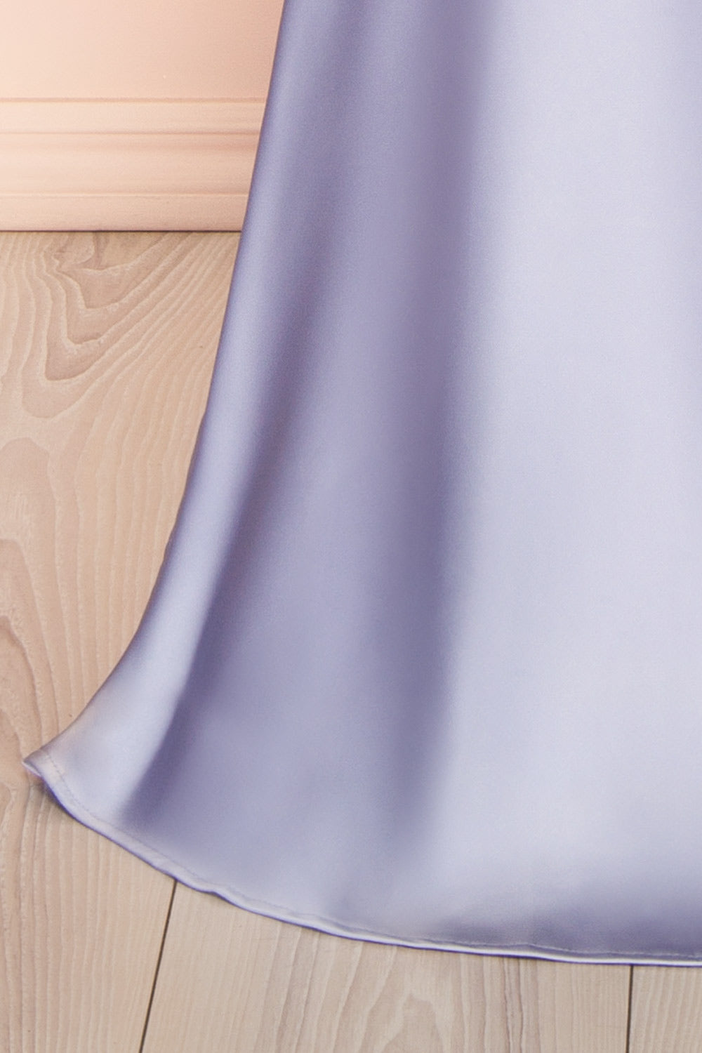 Cathleen Lavender Fitted Strapless Satin Maxi Dress | Boutique 186 bottom