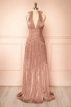 Cecia Mauve | Pleated Maxi Dress with High Slit