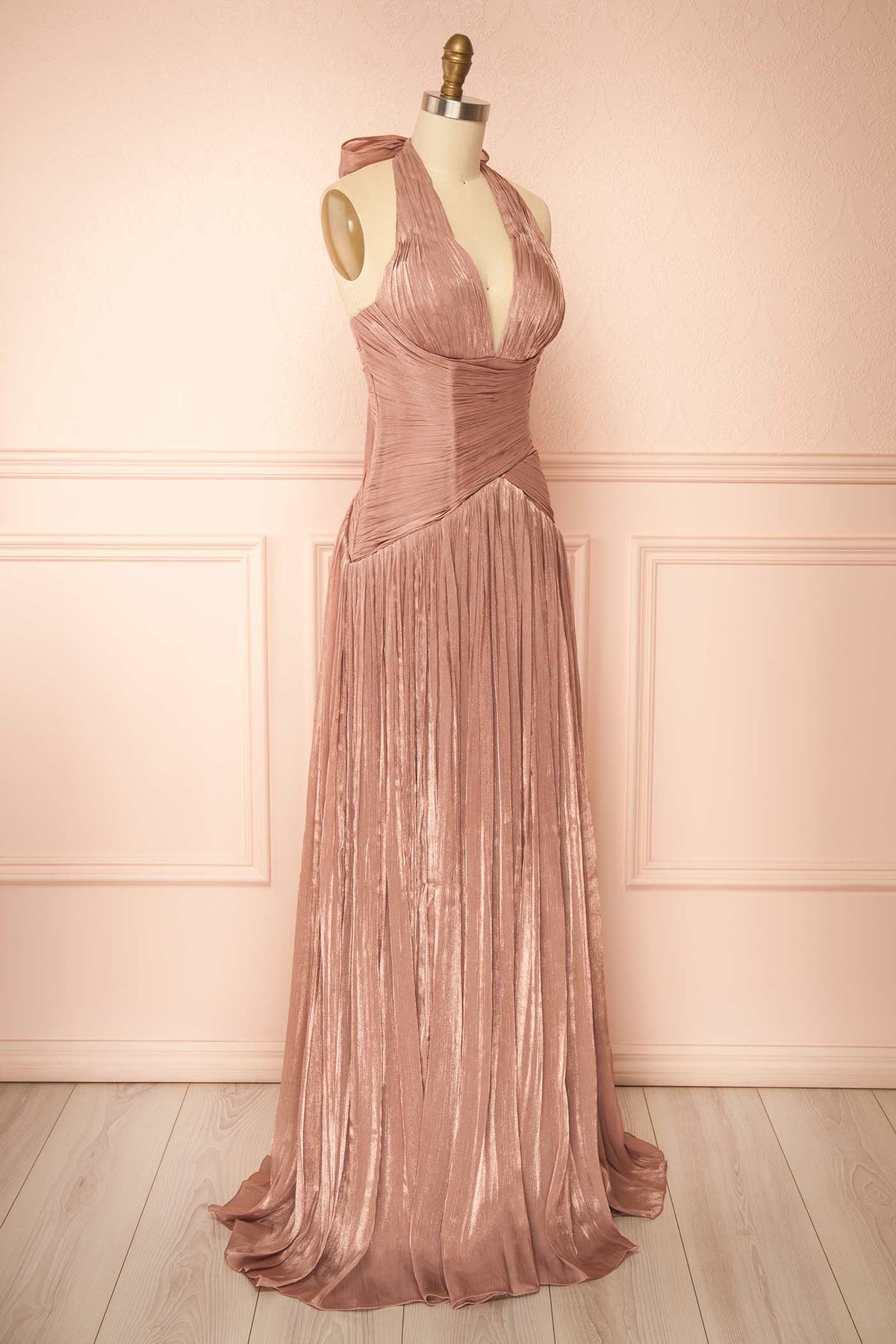 Cecia Mauve | Robe Maxi Plissée à Fente Haute