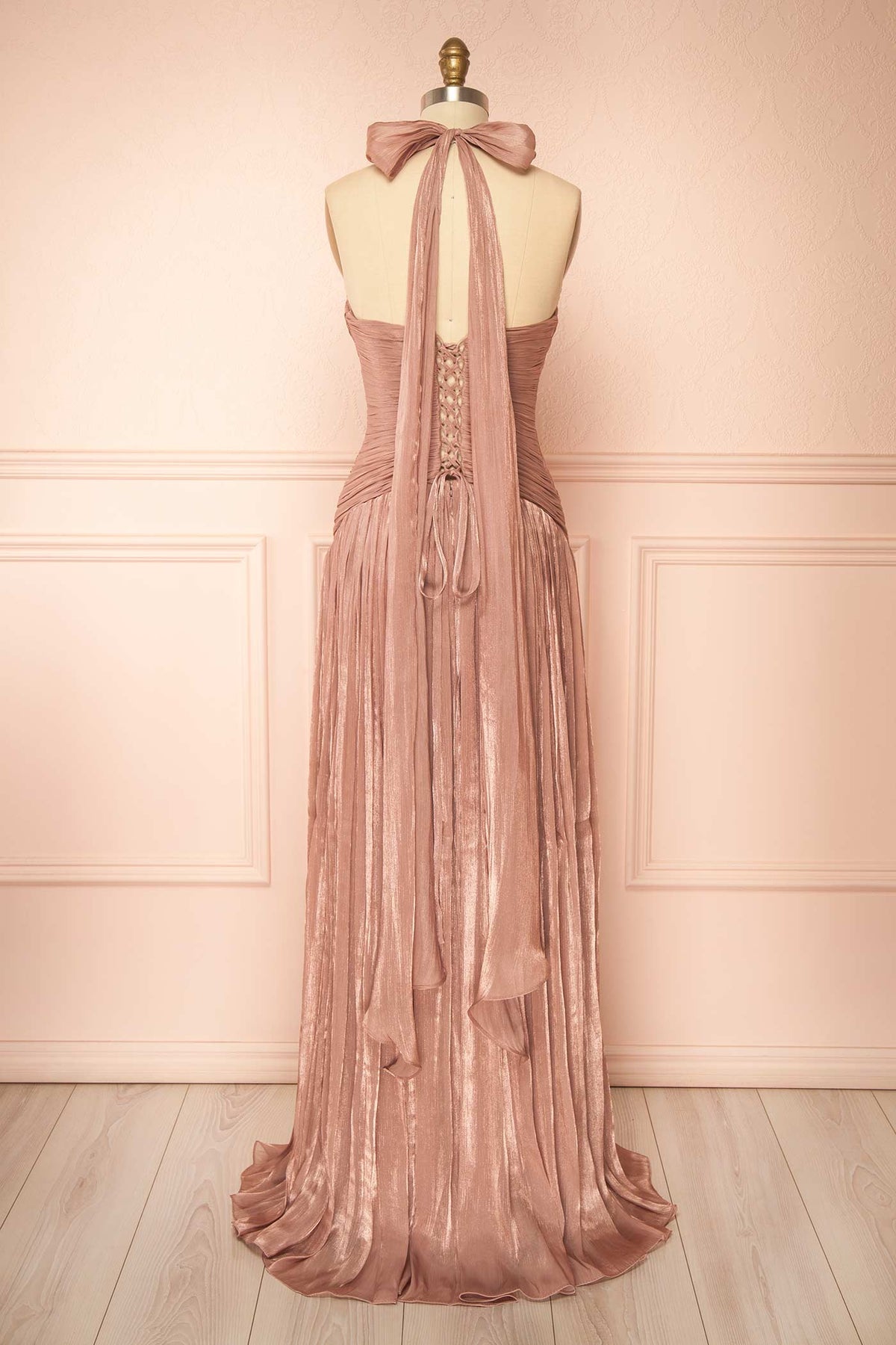 Cecia Mauve | Robe Maxi Plissée à Fente Haute