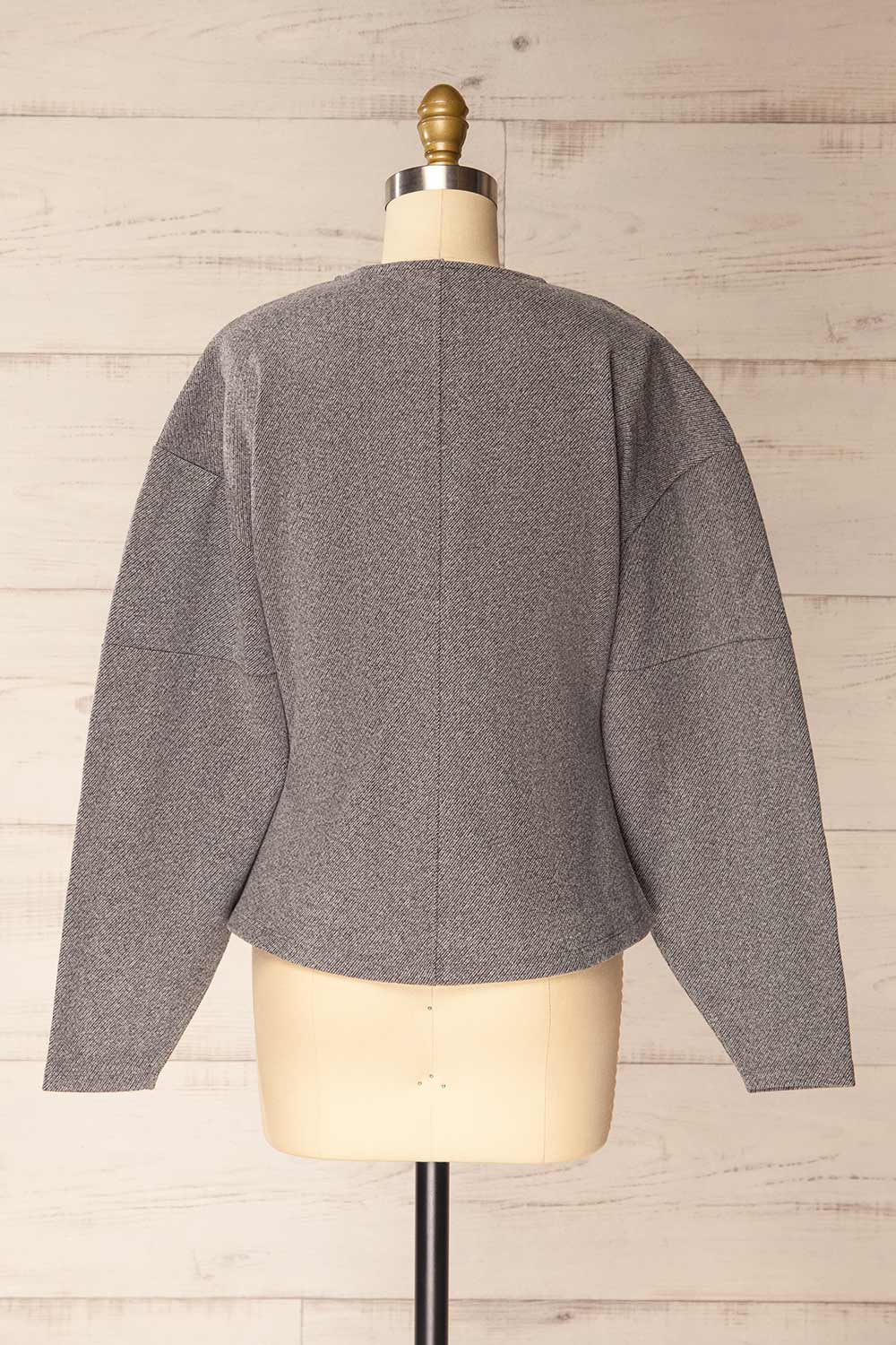 Ceduna Grey Button-Up Flared Cardigan | La petite garçonne back view