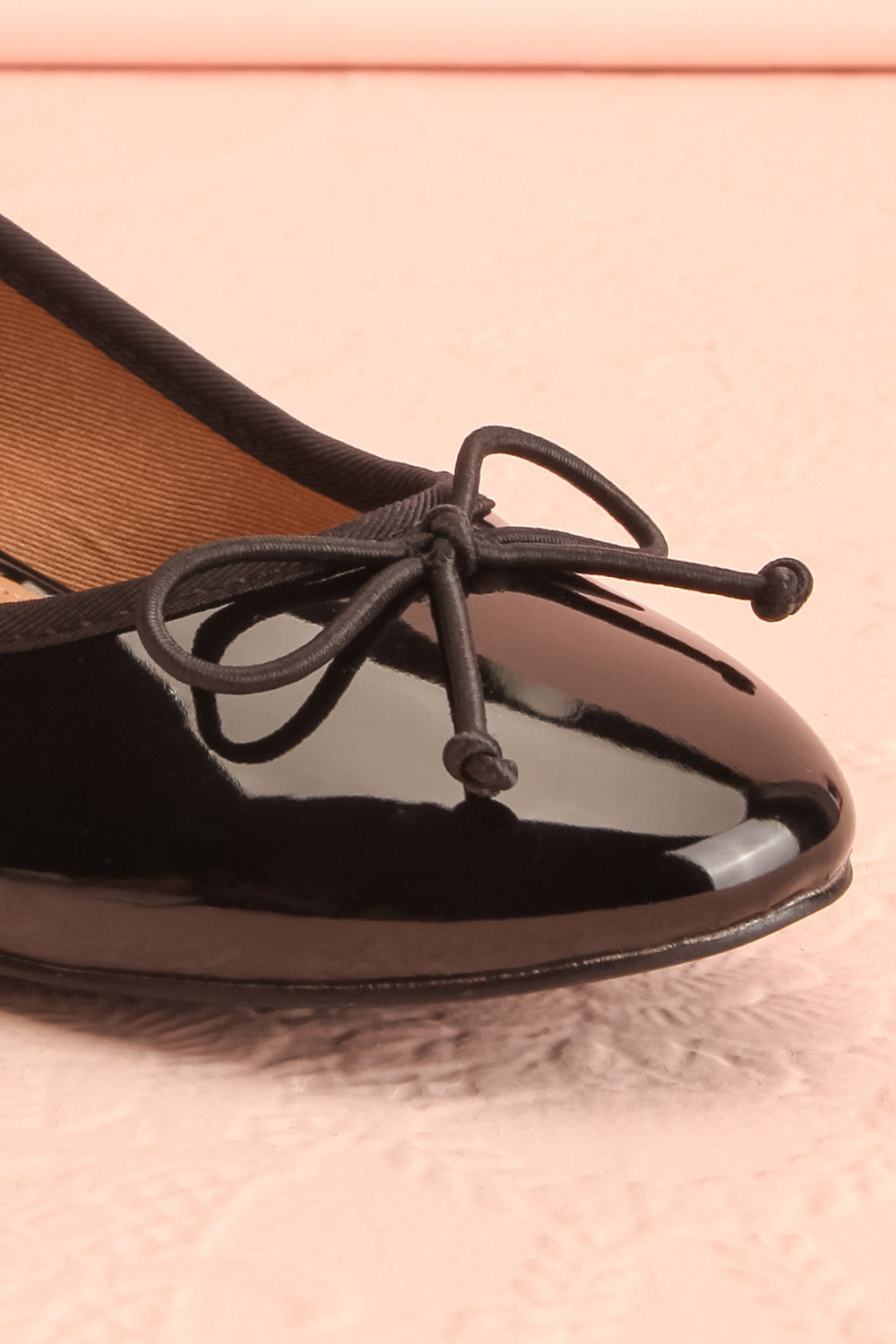  Celastina Black Heeled Ballet Shoes w/ Bow | Boutique 1861 front close-up