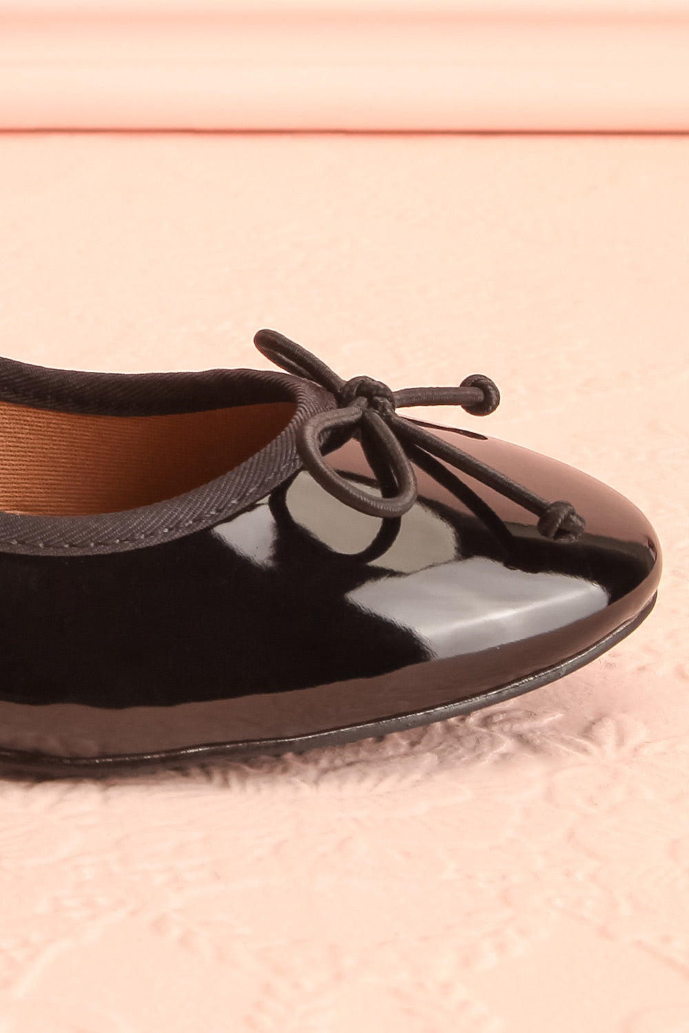 Celastina Black Heeled Ballet Shoes w/ Bow | Boutique 1861 side front close-up