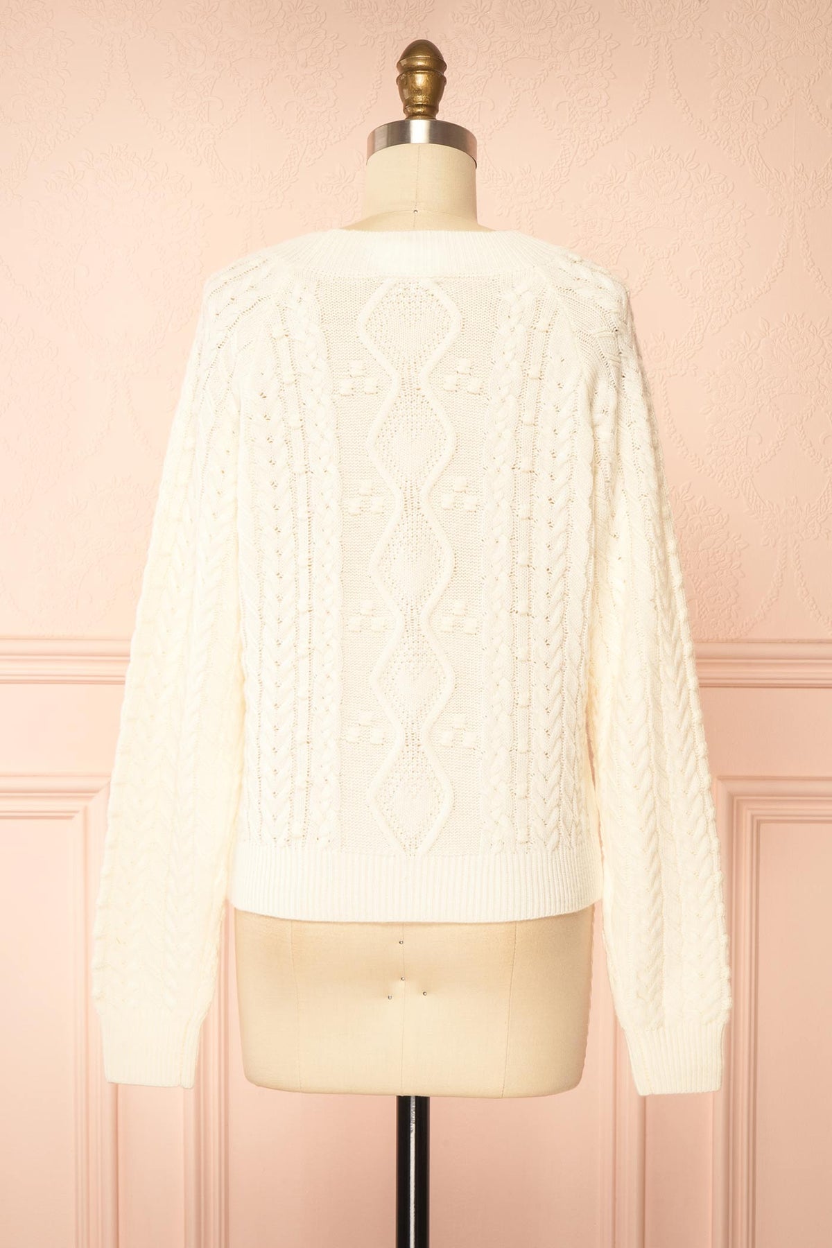 back view Celesia Ivory Knit Sweater with Bows at Boutique 1861