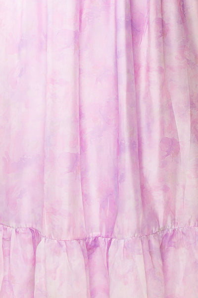 Celestine Lilac Watercolor Print Bustier Midi Dress | Boutique 1861 texture