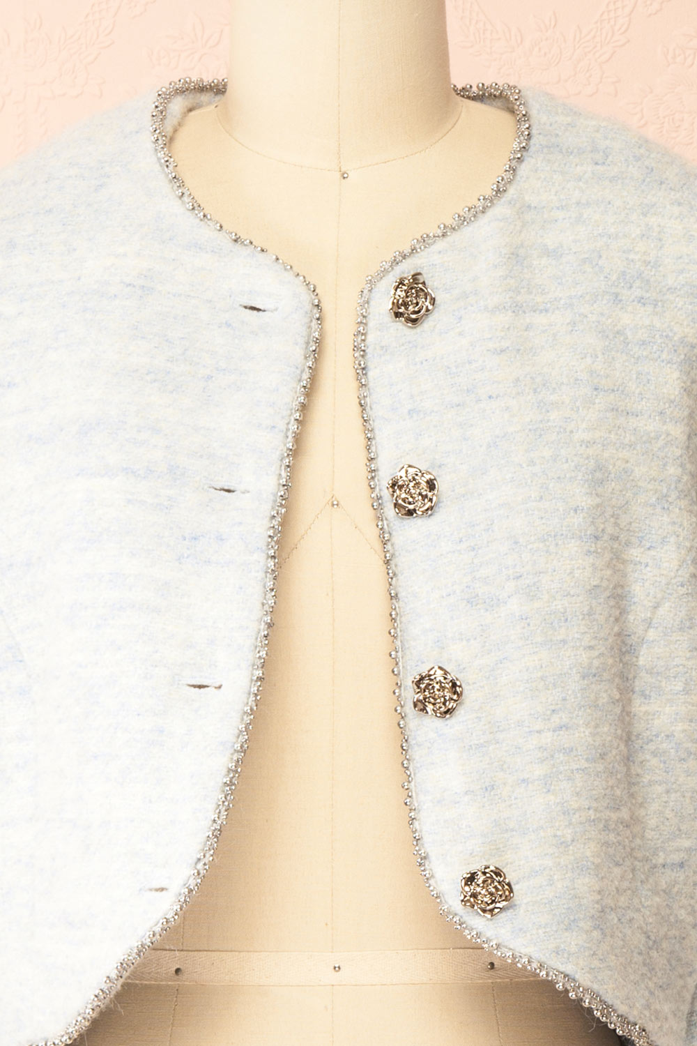 Cendrine Blue Tweed Blazer with Ample Sleeves | Boutique 1861 open