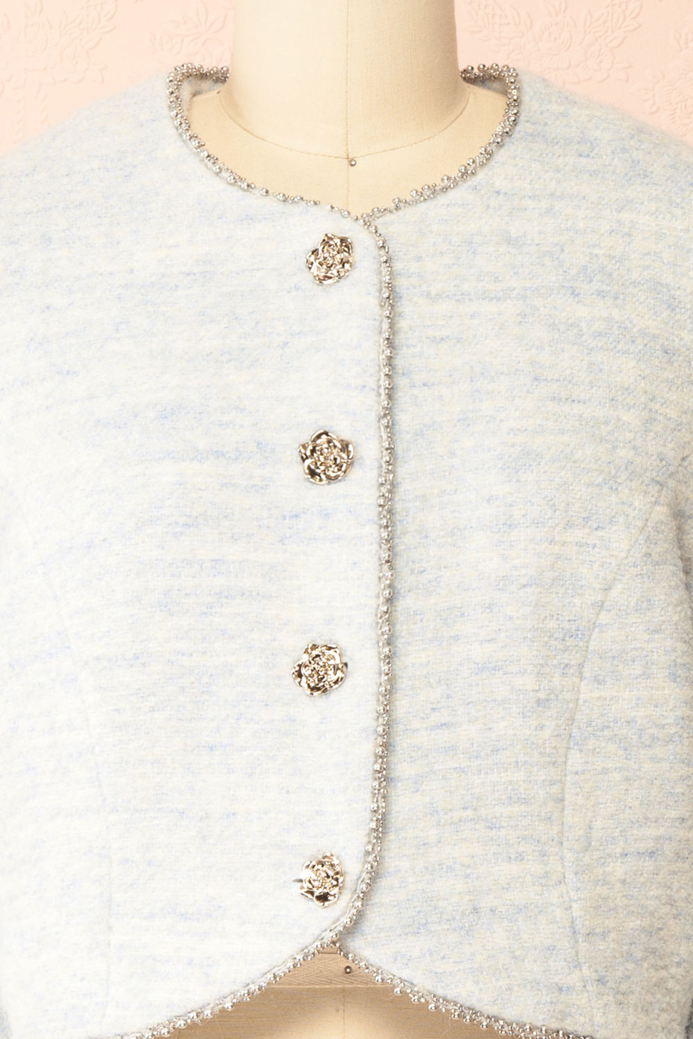 Cendrine Blue Tweed Blazer with Ample Sleeves | Boutique 1861 front