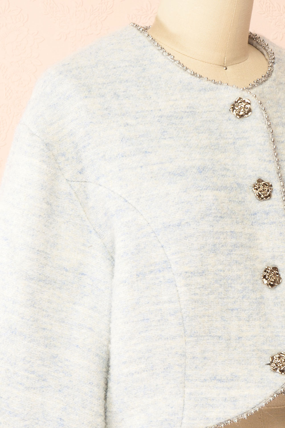 Cendrine Blue Tweed Blazer with Ample Sleeves | Boutique 1861 side