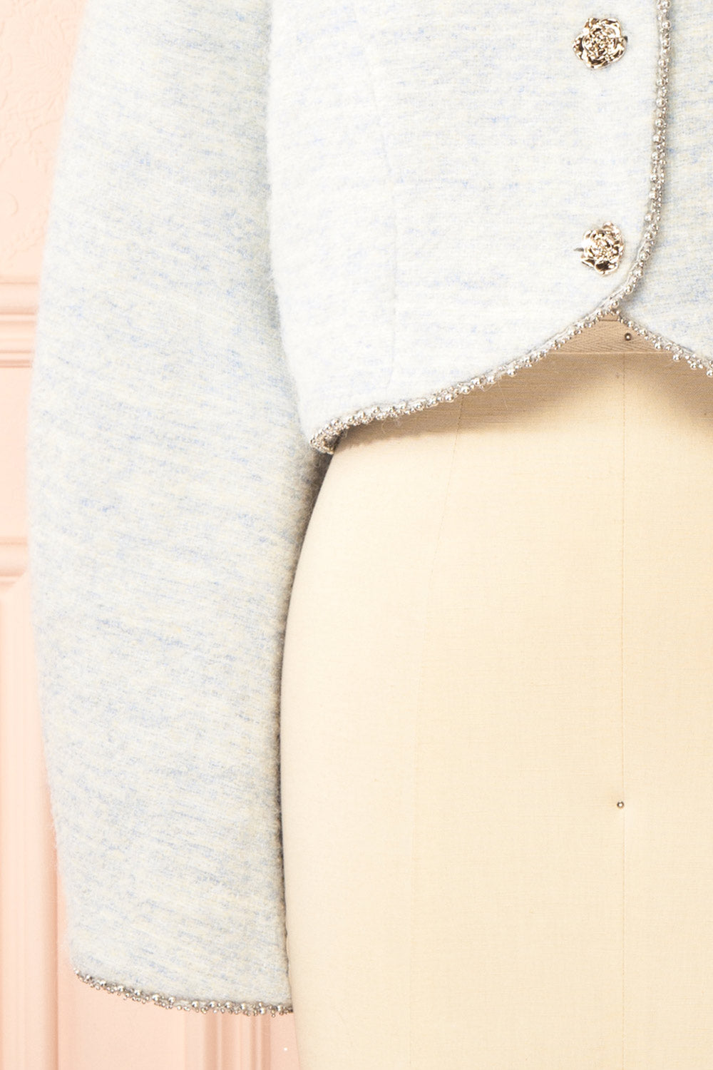 Cendrine Blue Tweed Blazer with Ample Sleeves | Boutique 1861 sleeve