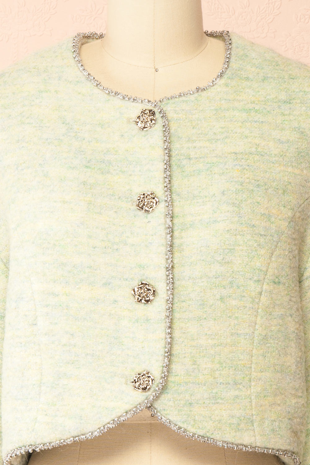 Cendrine Sage Tweed Blazer with Ample Sleeves | Boutique 1861 front