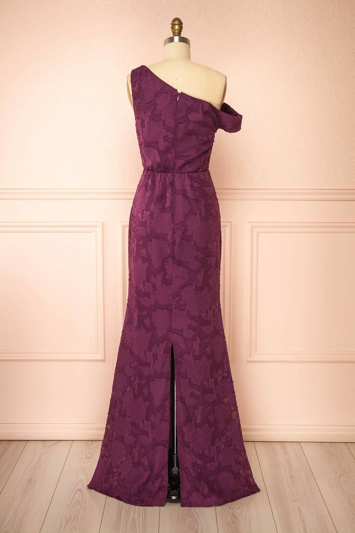 Cevina | Purple Asymmetrical Textured Maxi Dress