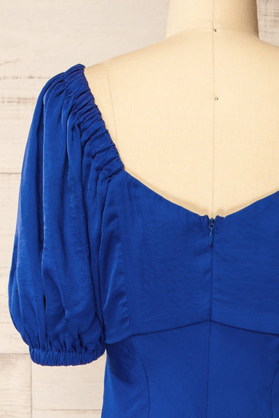 Chamonix Midi Blue Dress w/ Ruched Detail | La petite garçonne back