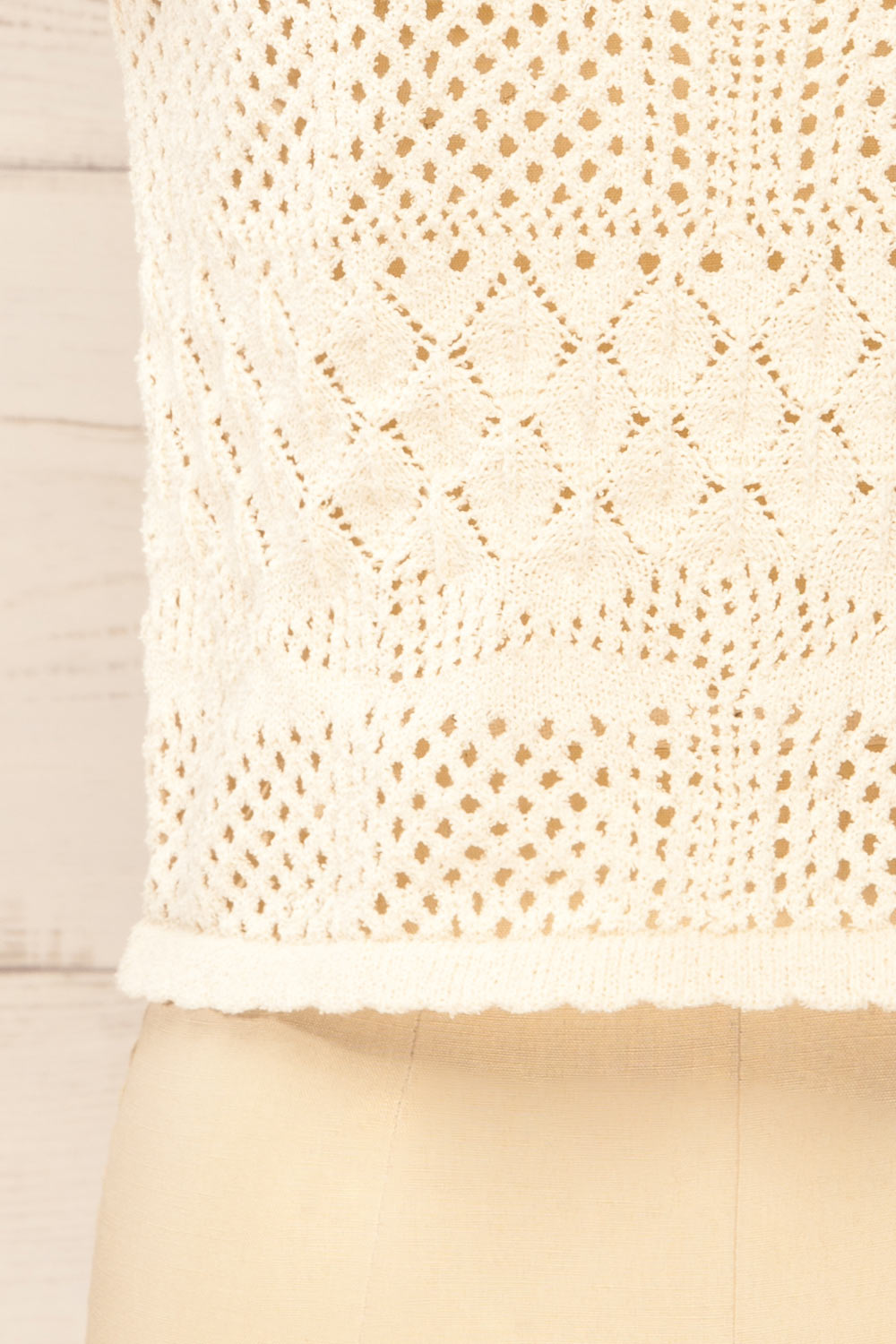 Champoton Beige Crochet Sleeveless Crop Top | La petite garçonne  bottom
