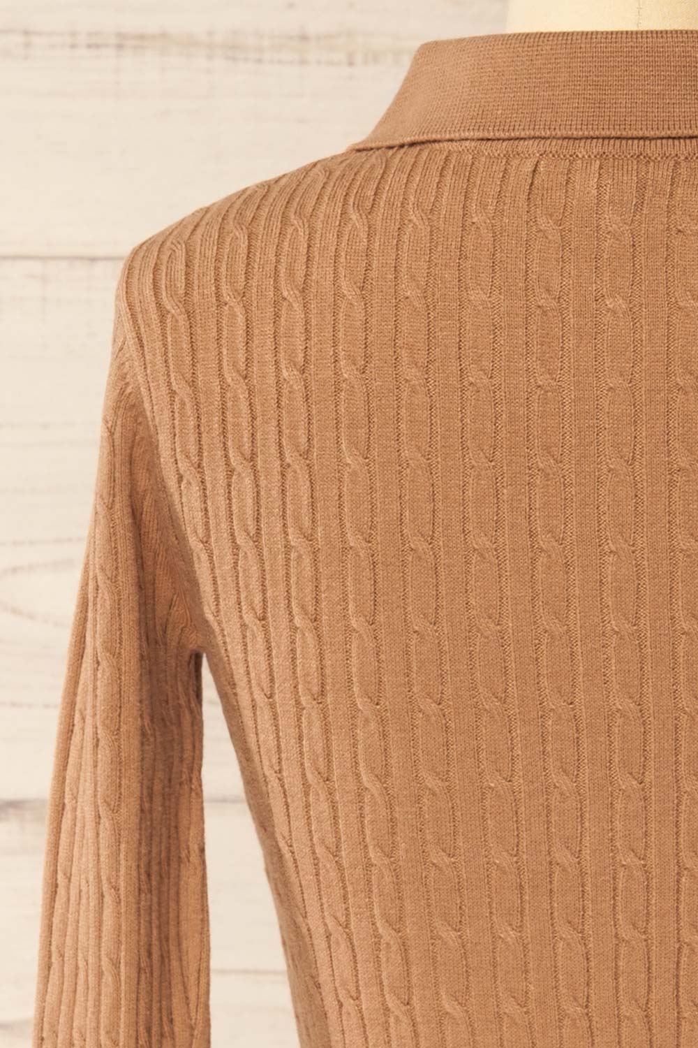 Charaundi Caramel Long Sleeve Collared Knit Top | La petite garçonne back