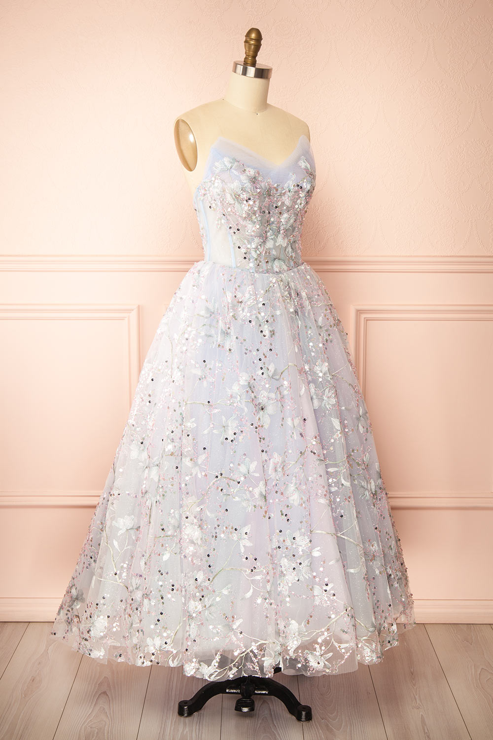 Charla Light Blue Midi Corset Dress | Boutique 1861 side view