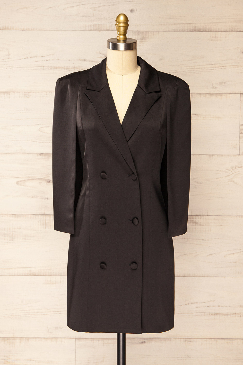 Charlene Black Cape Blazer Dress | La petite garçonne front view