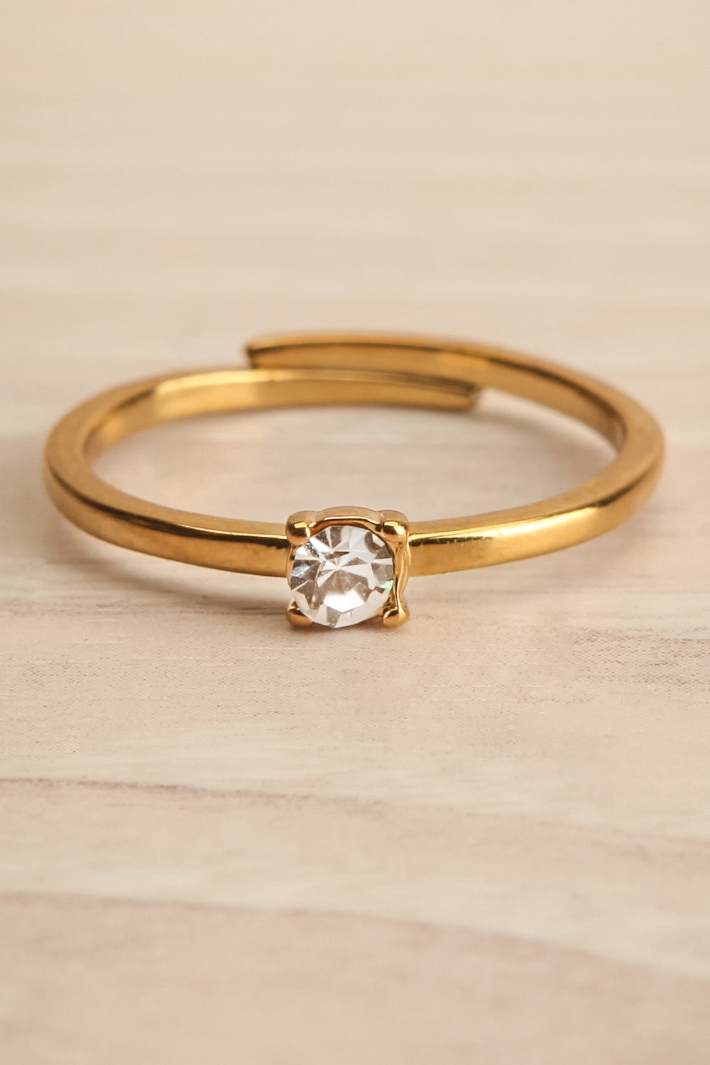 Charolais Gold Adjustable Ring w/ Crystal | La petite garçonne flat close-up