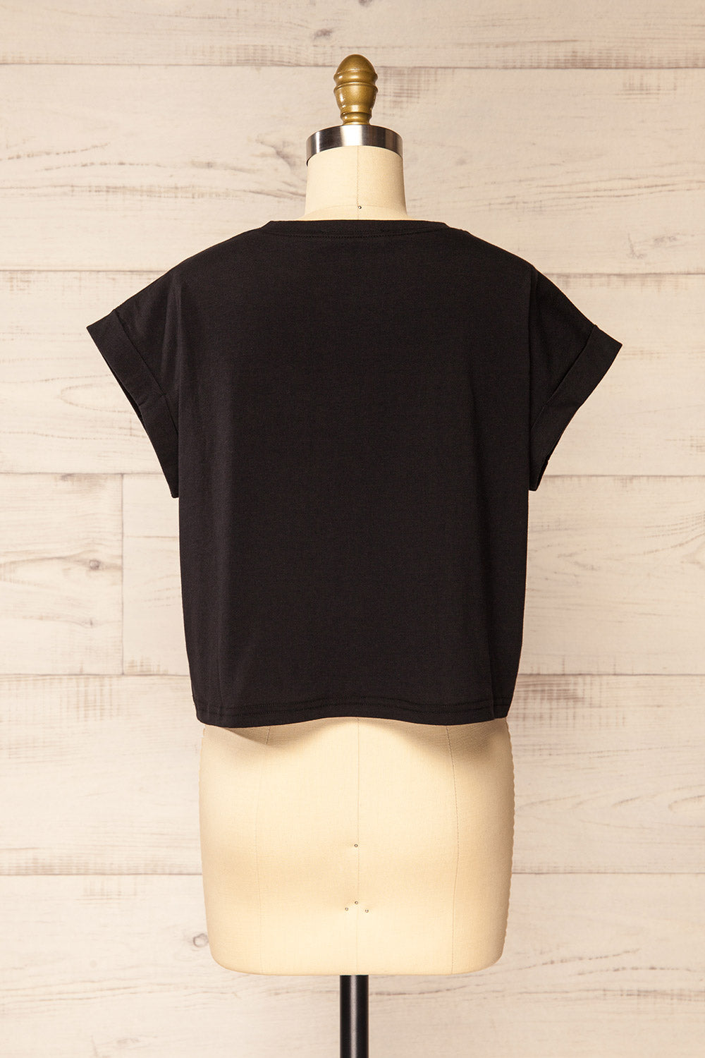 Cheddington Black Cropped T-Shirt | La petite garçonne back view