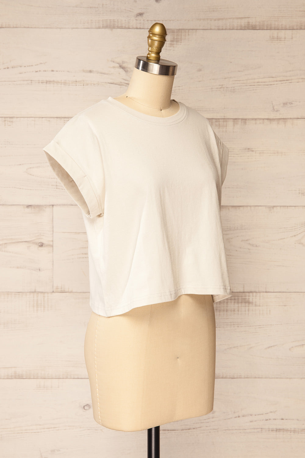 Cheddington Ivory Cropped T-Shirt | La petite garçonne   side view